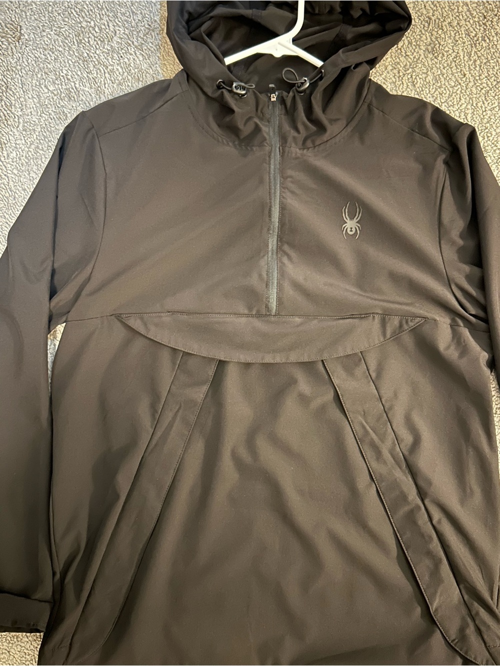 Spyder Men's Black Hooded Pullover Windbreaker Jacket Small New!!
